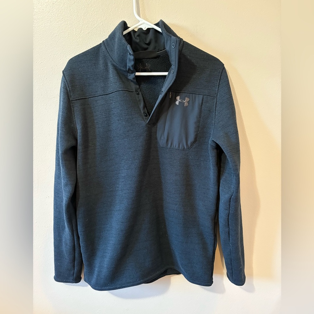 Under Armour Specialist 2.0 Henley Long Sleeve Black Pullover mens size Medium